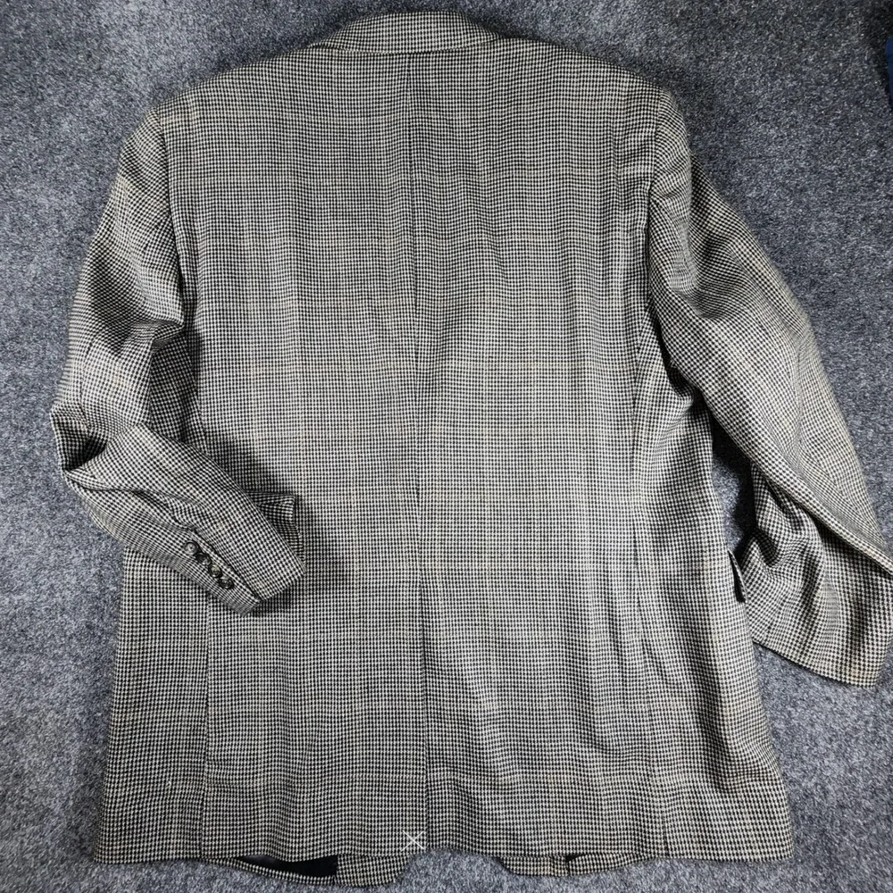 Jos. A. Bank Sport Coat Mens 48R Brown Silk Wool Houndstooth Windowpane Blazer
